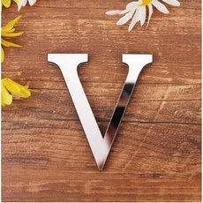 영어 알파벳 아크릴 미러 표면 벽 스티커 3D 포스터 침실 축제 파티 장식 DIY 아트, Silver, 10 V