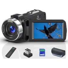 8K 64MP 비디오 카메라 18배 디지털 캠코더 유튜브용 3.0인치 플립 스크린 브이로그 32GB SD 카드 포함 2.4G 원격 제어 배터리 2개, 8K 64MP 비디오 카메라 18배 디지털 캠코더 유튜