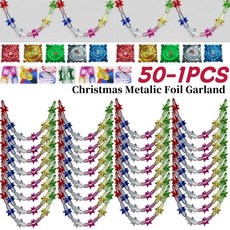 크리스마스 포일 가랜드 축제 장식용 틴셀 천장 장식 파티 홈 데코, 1개