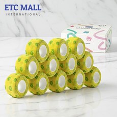 이티씨몰 자가점착 밴드 2.5cm 압박붕대 패턴 클로버 옐로우 10+2, 1개