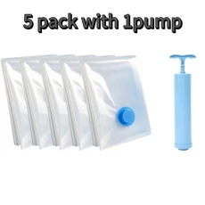 1-10PCS 의류 보관용 진공 가방 및 펌프 커버 대형 플라스틱 압축 빈 여행 액세서리 용기, 02 30x50cm, 06 5 pack with 1 pump, 1개