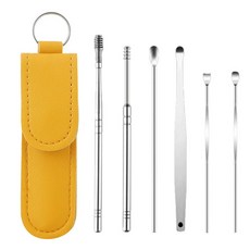 피제이에스 휴대하기 좋은 고급형 귀이개 6종 세트 (옐로우), 1개, 1