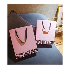 복장 선물 쇼핑백 소 부직포 쇼핑백 중 대형 손잡이 선물봉투 포장봉투 트랜드쇼퍼 백, 10개, 핑크LUCK30*24*13cm