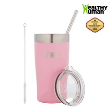 HeaLTHYHuman 吸管式保溫保冷兩用杯, 花瓣粉色, 591毫升