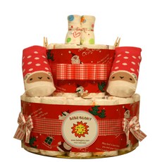 아기 산타 축복 임신 출산 50일 100일째 돌잔치용 어린이집선물 기저귀케이크2단 완성품, 28개, 여아용