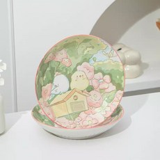 Tiger Pavilion 세라믹 원형 접시, 모닝버드, 2개