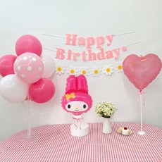 쏙쏙마켓 생일파티용품 산리오 여아 공주 생일풍선 가랜드 세트, 1세트, 마이멜로디 풍선세트