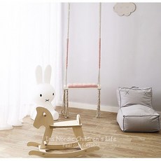 실내 그네 흔들 의자 면 로프 행거 장난감 가정용 사다리, 화이트 핑크