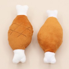 강아지 고양이 삑삑이 장난감 2P 소리나는 닭다리 봉제인형, 2개, 바베큐