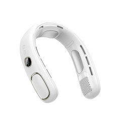 오스틱니 반도체 냉각 목걸이형 팬 USB 충전식 무날개 아이스팩 팬 야외 휴대용 목걸이형 소형 팬, 화이트