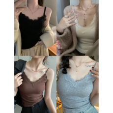 앨오앤지 레이스 기모 브이넥 슬림 나시티 2P