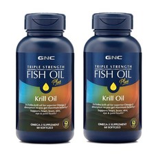 GNC 트리플 스트렝스 피쉬오일 플러스 크릴오일 오메가3 60소프트젤 x2, 2개, 60정