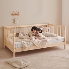 장인가구 뉴피터 SE0 어린이 원목 저상형 데이베드 오픈형 침대 SS +순면메모리폼, 애쉬화이트(저상형)