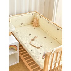 DFMEI 嬰兒牀純棉牀圍新生寶寶卡通刺繡緩衝軟包兒童防撞條防摔圍欄圍擋, 森林兔高度28cm:60cm1片