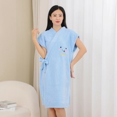 成人穿衣式浴裙 柔軟吸水速乾浴袍, 淺藍色無袖浴袍