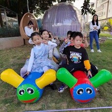 熱銷充氣毛毛蟲團建成人趣味運動會道具器材旱地龍舟戶外運動拓展訓練（美好生活家居鋪）, 1個, 兒童雙包邊加厚10人座位