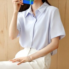 조이메리 여성용 구김없는 히든버튼 매건 블라우스 반팔 셔츠