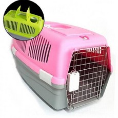 강아지 4면 데일리 통풍구 켄넬 핑크 M 1P 여행 외출 이동장, 1개, 단일상품1