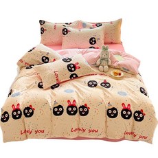 가을 겨울용 싱글 침구세트 퀼트 4피스 세트 이불커버 베개커버 기숙사형 침대시트