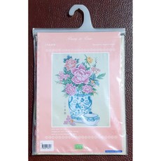 綺綺愛編織 花開富貴十字繡材料組，十字繡套件包含所有材料，輕鬆上手，享受刺繡樂趣，為居家空間增添喜氣, 1個