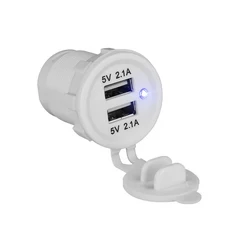 12V/24V 자동차 충전기 흰색 듀얼 USB 오토바이 선박 요트 파란색 led 빛 수정 된 액세서리, 01 하얀색