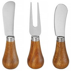 리브문 스텐 잼 버터 나이프 포크 커트러리 3종, 1세트, 우드