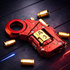 LuckSave 고급 풀메탈 권총 피젯 스피너, 1개, 옵시디언 골드레드