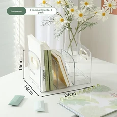 투명 데스크탑 북엔드 정리함 학생용 책꽂이 펜 홀더 랙 파티션 보드 플라스틱 공부방 수납 선반, 03 세 개의 그리드