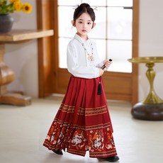 爆款兒童新款馬面裙套裝女童中國風古著明制改良唐裝漢服女孩古風日常