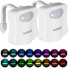 AUSAYE 2팩 화장실 야간 조명 16가지 색상 변경 모션 센서 재미있는 욕실변기 나이트라이트LED 크리스마스 선물 아이들을 위한 스터퍼 스타킹 그녀의 남자 엄마 아빠, 16 Color Changing, 2 Pack, 1개
