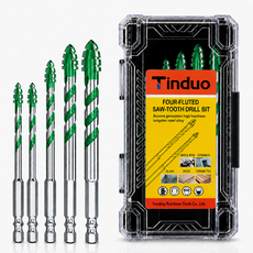 tinduo 6-6-8-10-12mm 4날 톱니형 고강도 만능 드라이버 비트 목재 유리 플라스틱 타일 콘크리트 다용 드릴 세트, 1세트