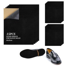 GSHYMXT 15-Piece Stick-On Faux Suede Soles for Dance Shoes 30cm x 20cm (11.8 7.87 in) Black Sheet