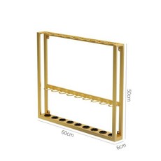 壁掛式臺球桿架金屬檯球桿放置架壁掛架球室球桿掛墻架，多規格可選，節省空間, 1個, 金色9孔