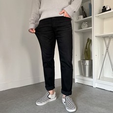 男款大尺碼彈性水洗反摺牛仔褲