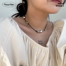 실버 조약돌 가죽목걸이 Silver Pebbles Leather Necklace