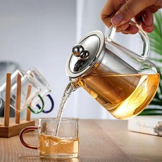 픽데이즈 유리 거름망 티팟 차 주전자 티포트, 750ml