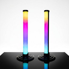 사시한사 RGB 스탠드 조명 데스크 네온 led 무드등 인테리어 간접조명 게이밍 방송 소리반응, 블랙 블랙