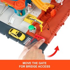 Matchbox 운송 센터 5층 놀이 세트 1:64 스케일 택시 보트 헬리콥터 포함