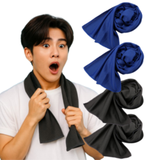 접촉냉감소재 걸치면 16도 픽굿 아이스타올 쿨타올 스포츠타올 블루블랙, 4개