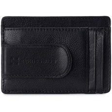 Alpine Swiss RFID Dermot 머니 클립 프론트 포켓 지갑 남성용 가죽 선물 상자에 담겨 제공 블랙. 단일 사이즈