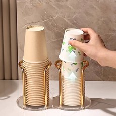 커버원 고급 2구 종이컵 홀더 디스펜서 거치대 정리함, 1세트, 골드