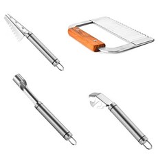 웨어뮤 스테인리스 스틸 주방 도구 세트 클립 스크레이퍼 프리미엄 그릇 야채 커터 제거기 초퍼 비늘 생선 물결 감자 크링클 모양 4개 나이프 코어 뜨거운 과일