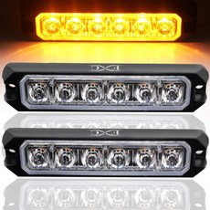 FXC 2 팩 6-LED 스트로브 라이트 화이트/앰버 방수 비상 비콘 플래시 라이트 퓨리시온 주의 바 16 패턴 깜박이는 자동차 SUV 픽업 트럭 밴 차량 POV, Amber