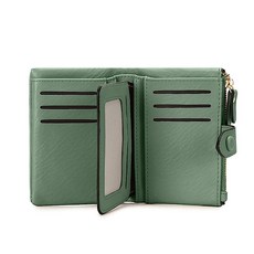 TOPKULL 여성용 지갑 소형 3단 RFID 바이폴드 빌폴드 가죽 컴팩트 카드 홀더 지퍼 동전 포켓 포함 초록색. [호환]