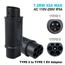 Kolanky Type2 To Type1 EV 충전기 어댑터 변환기 IEC 62196 16A 32A J1772 전기 자동차, Type2에서 Type1로, Type 2 To Type 1