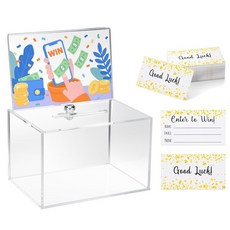 자물쇠와 슬롯이 있는 아크릴 추첨 상자 추첨 티켓 200개 포함 - 추첨 자선 드라이브 투표 기부금 및 제안 컬렉션을 위한 슬롯과 잠금 장치가 있는 다용도 제안 상자, 자물쇠와 슬롯이 있는 아크릴 추첨 상자, 추첨 티켓 2