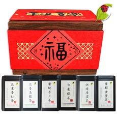 鑫龍源有機茶園 鴻福杉林溪有機茶葉禮盒 附提袋 六款精選茶葉 有機驗證, 1個, 混搭-冬片+金萱+花香+凍頂+白毫+紅茶, 茶葉280g