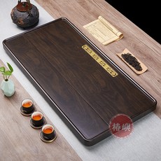 【椿嶼】新款實木茶盤家用客廳中式現代簡約茶臺排水原木茶臺具仿黑檀託盤, 1個, 平步青雲 花梨紋,80*40