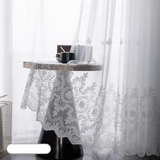 프랑스어 가벼운 럭셔리 꿈꾸는 반짝 이는 거즈 커튼 거실 발코니 파티션 커튼 장식 흰색 거즈 창 화면