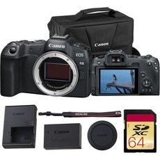 캐논 EOS R8 풀프레임 미러리스 카메라 – 24.2MP 4K60p 비디오 듀얼 픽셀 AF II Wi-Fi 경량 바디 전용 5803C002 64GB 메모리 카드 숄더백, Body Only